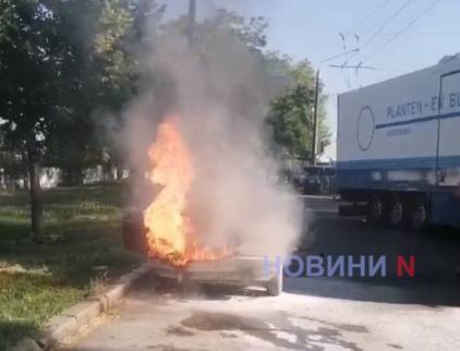 У Миколаєві на ходу спалахнув ВАЗ (відео)