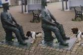 Чарівний пес по кличці Честер спробував пограти в м’яч зі статуєю 