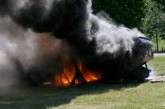 «Футбольные фанаты» перевернули и сожгли автомобиль 