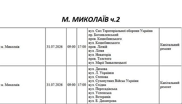 Ремонтные работы на сетях: где в Николаеве и области завтра не будет света Ремонтные работы на сетях: где в Николаеве и области завтра не будет света