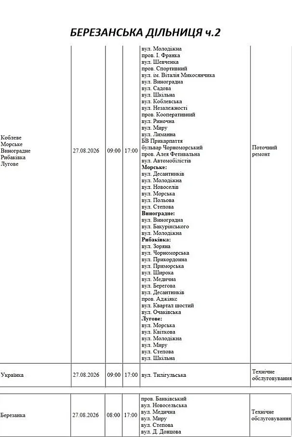 Подготовка к зимнему периоду: где в Николаеве и области 27 августа отключат свет Подготовка к зимнему периоду: где в Николаеве и области 27 августа отключат свет