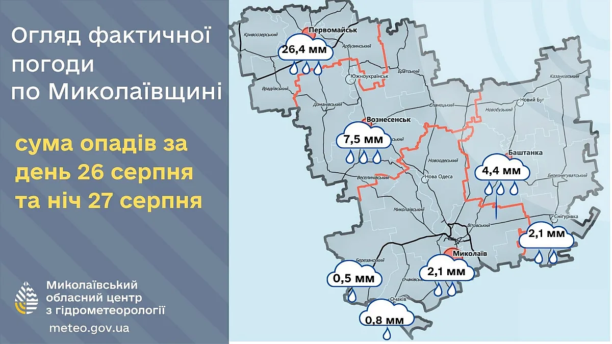 На Николаевщину пришел атмосферный фронт: где выпало больше всего осадков На Николаевщину пришел атмосферный фронт: где выпало больше всего осадков