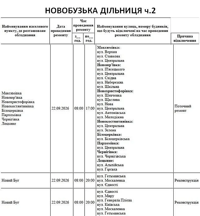 Масштабные отключения в Николаеве и области: где 22 сентября не будет света Масштабные отключения в Николаеве и области: где 22 сентября не будет света