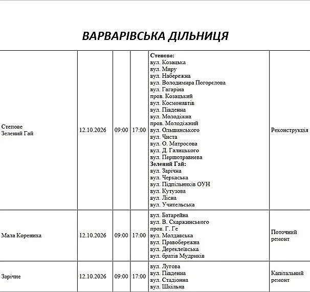 Отключения света в Николаеве и области 12 октября: список адресов Отключения света в Николаеве и области 12 октября: список адресов