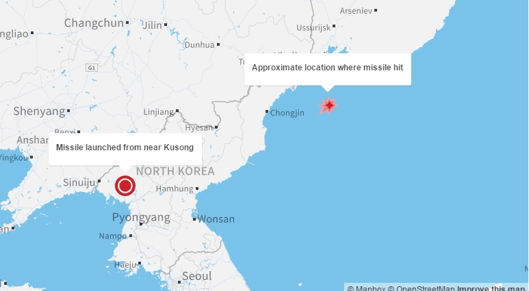 Запущенная КНДР ракета упала в 100 километрах от России, - CNN