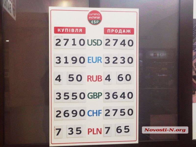 В Николаеве вырос курс доллара и евро