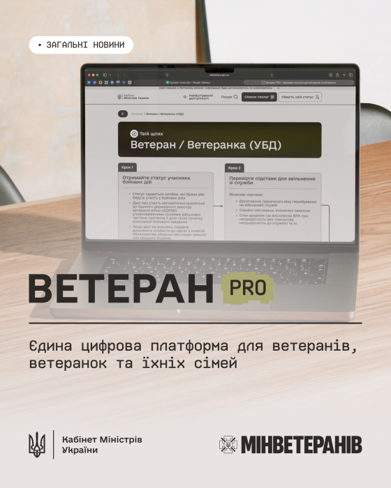 Ветеран PRO: Єдина цифрова платформа для ветеранів, ветеранок та їхніх сімей Ветеран PRO: Єдина цифрова платформа для ветеранів, ветеранок та їхніх сімей