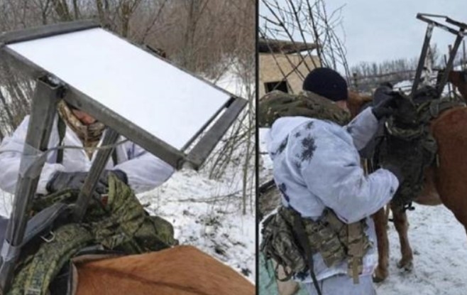 Військові РФ прикріпили Starlink до коня (відео) Військові РФ прикріпили Starlink до коня (відео)