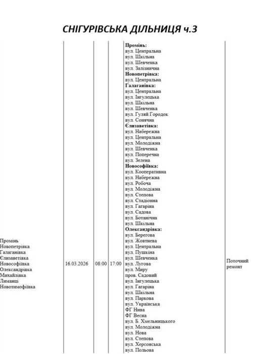 Плановые работы: как будут отключать свет в Николаеве и области 16 марта Плановые работы: как будут отключать свет в Николаеве и области 16 марта