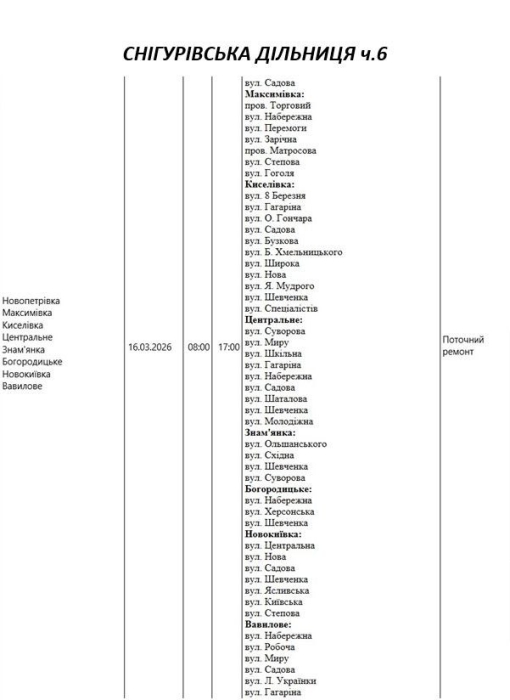 Плановые работы: как будут отключать свет в Николаеве и области 16 марта Плановые работы: как будут отключать свет в Николаеве и области 16 марта