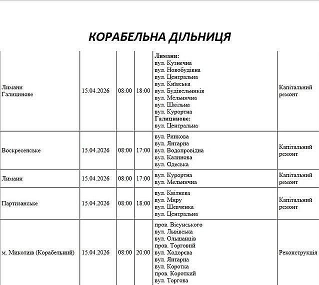 Відключення світла через ремонт: які вулиці Миколаєва буде знеструмлено 15 квітня Відключення світла через ремонт: які вулиці Миколаєва буде знеструмлено 15 квітня