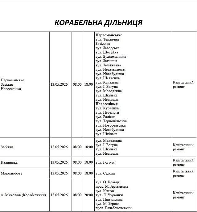 Відключення світла через ремонт: які вулиці Миколаєва буде знеструмлено 13 травня Відключення світла через ремонт: які вулиці Миколаєва буде знеструмлено 13 травня