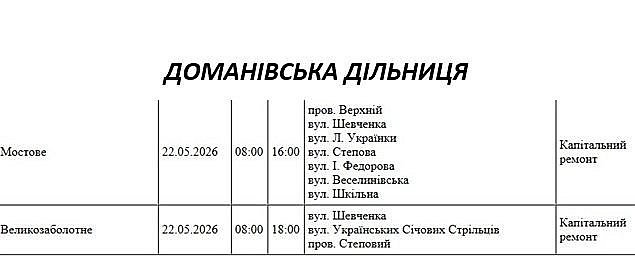 Планові відключення світла у Миколаєві та області на 22 травня