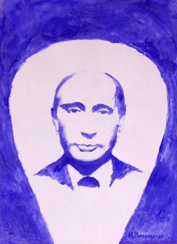 Художница нарисовала грудью портреты Путина и Медведева (ФОТО)
