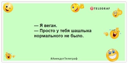 Анекдоты про шашлыки и пикники - — Я веган. — Просто у тебя шашлыка нормального не было.