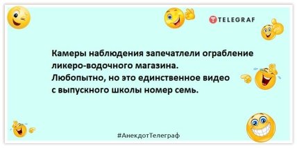 Анекдот про алкоголь - Камеры наблюдения запечатлели ограбление ликеро-водочного магазина