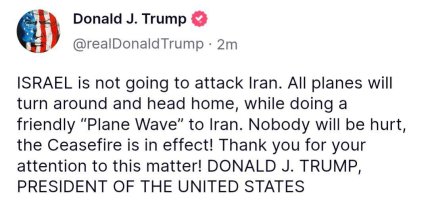 Пост Трампа про Ізраїль та Іран
