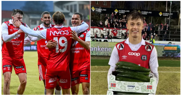 У Норвегії найкращому гравцю матчу вручили у подарунок два ящики огірків У Норвегії найкращому гравцю матчу вручили у подарунок два ящики огірків