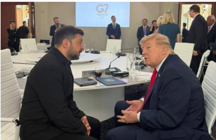 Володимир Зеленський та Дональд Трамп зустрілися на полях саміту G7, фото Володимир Зеленський та Дональд Трамп зустрілися на полях саміту G7, фото