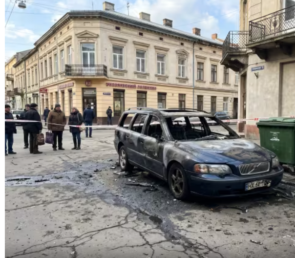Volvo згорів через сміттєві баки у Львові: подробиці пожежі Volvo згорів через сміттєві баки у Львові: подробиці пожежі