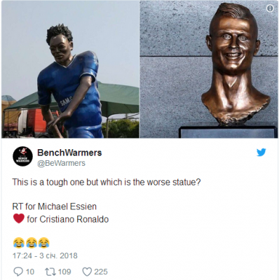 Странный памятник известному футболисту стал новым мемом