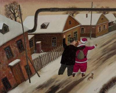 Самобытные зимние картины белорусского художника. Фото