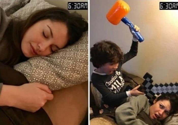 Честные снимки от родителей до и после рождения детей