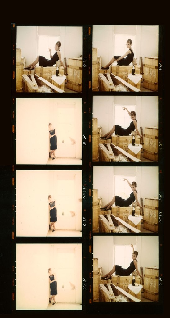 Уникальные контактные отпечатки съемок фильма \"Завтрак у Тиффани\" с Одри Хепберн. ФОТО