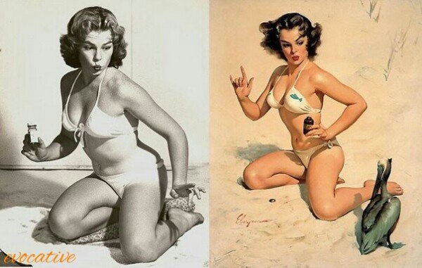 Оригинальные фотографии девушек, с которых рисовали pin-up 30-50-х годов.