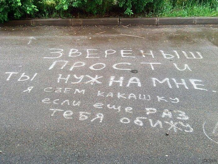 \"Я снова вдул твоей жене!\" - смешные надписи на асфальте