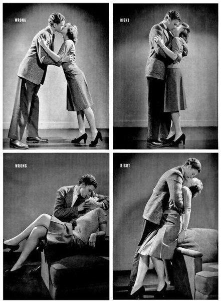 \"Как правильно целоваться\": фотографии из статьи журнала Life, 1942 г. 