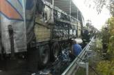 На трассе в Николаевской области загорелся грузовик, перевозивший минеральную воду