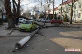 В центре Николаева упавшее дерево свалило столб, повредило автомобиль и заблокировало проезд 