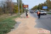 В Николаеве из зерновоза на ходу высыпалось около 10 тонн зерна