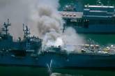 В США  горит десантный корабль ВМС, 18 пострадавших. Видео