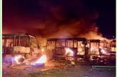 Удар по Днепру: один человек погиб, сгорели более 100 автобусов