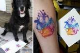 Татуировки с лапой любимой собаки. ФОТО