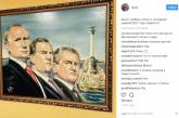В Сети жестко высмеяли "крымский" портрет Путина, Медведева и Аксенова. ФОТО