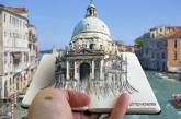 Итальянский художник совмещает рисунки и реальность. ФОТО