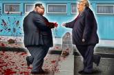 Кровавая дипломатия: опубликована жесткая карикатура на встречу Трампа с Ким Чен Ыном. ФОТО