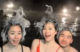 Конкурс замороженных волос на горячих источниках курорта Тахини. ФОТО