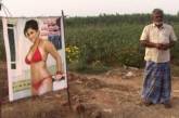 Индийский фермер установил на своих грядках фото с порнозвездой, чтобы защитить свой урожай. ФОТО