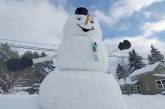 Умельцы слепили гигантского 6-метрового снеговика. ФОТО