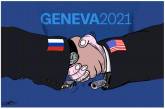 Рукопожатие с убийцей: появились новые меткие карикатуры на встречу Путина с Байденом. ФОТО