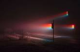Ночные светофоры в тумане, сфотографированные на длинной выдержке. ФОТО