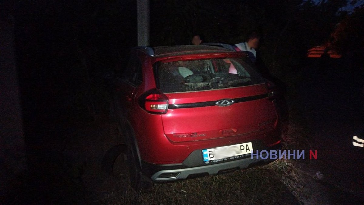 В Николаеве девушка на «Чери» врезалась в электроопору (фото)