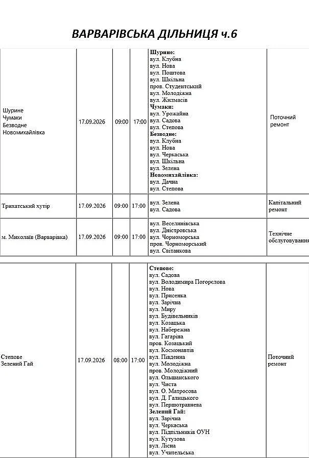 Массовые отключения света в Николаеве и области 17 сентября: проверьте свой адрес