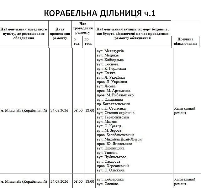 Николаев и область останутся без света: где 24 сентября будут отключения