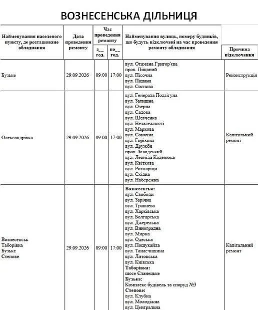 Отключения в Николаеве и области: где 29 сентября не будет света