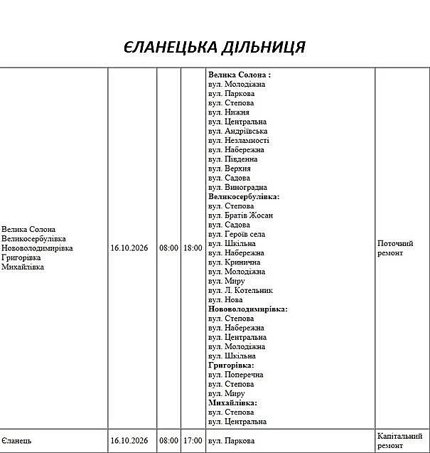 У Миколаївській області 16 жовтня заплановано масштабні відключення світла